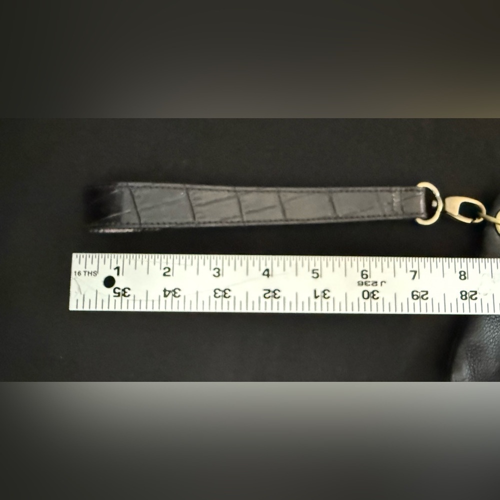 Clarks | Black Leather Clutch Wristlet | Gold Hardware - Picture 6 of 6